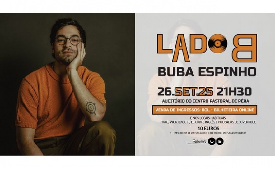 LADO B COM BUBA ESPINHO, DIA 26 DE SETEMBRO, EM PÊRA