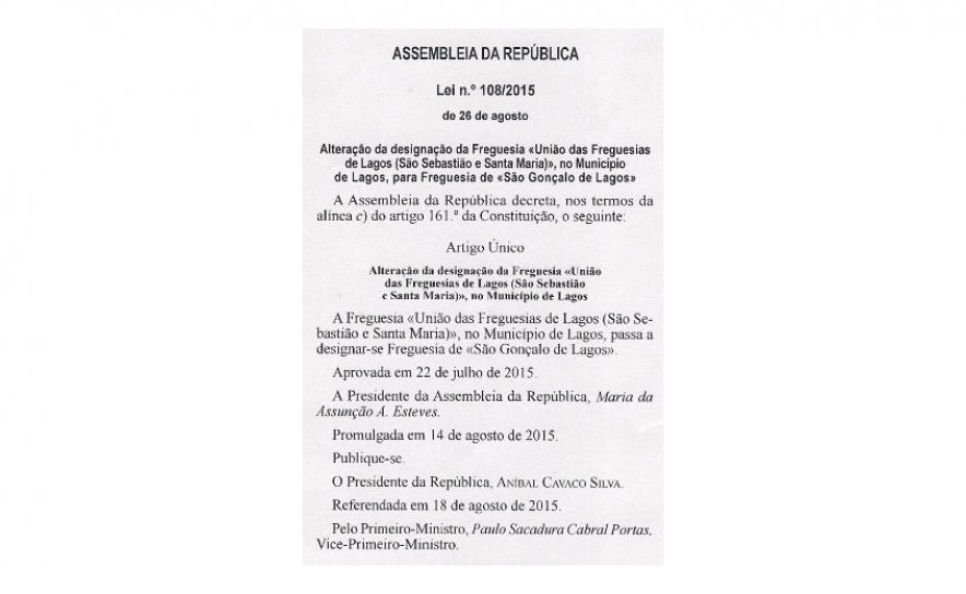 União das Freguesias de Lagos muda de nome