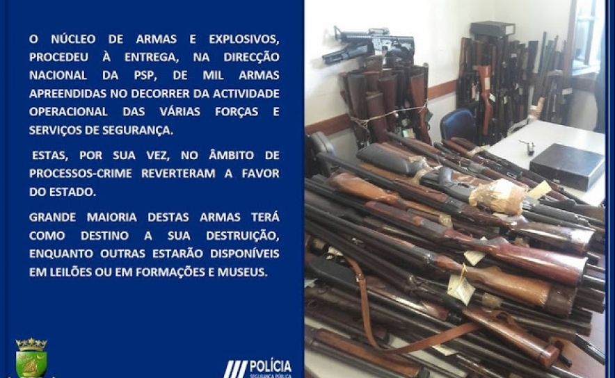 PSP Faro | Mais de 1000 Armas de Fogo para Destruir ou Leiloar