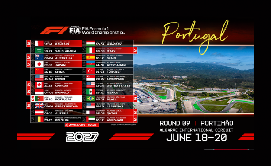 GRANDE PRÉMIO DE PORTUGAL DE FÓRMULA 1® já tem data confirmada:  18 a 20 de junho de 2027